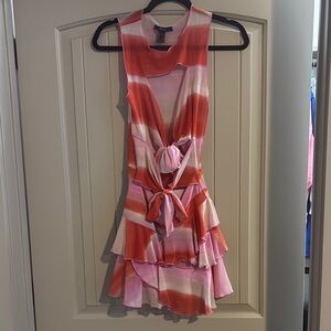 Forever 21 Pink and Red Ruffled Mini Dress